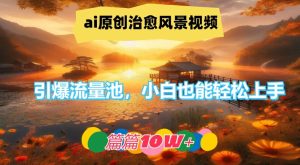 ai原创治愈风景视频,引爆流量池,小白也能轻松上手,篇篇10w+【揭秘】-第一资源网