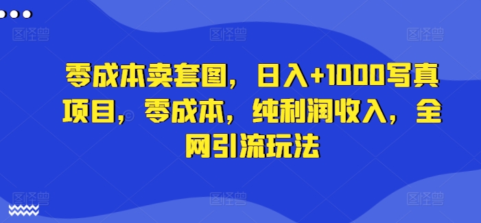 零成本卖套图，日入+1000写真项目，零成本，纯利润收入，全网引流玩法-第一资源网