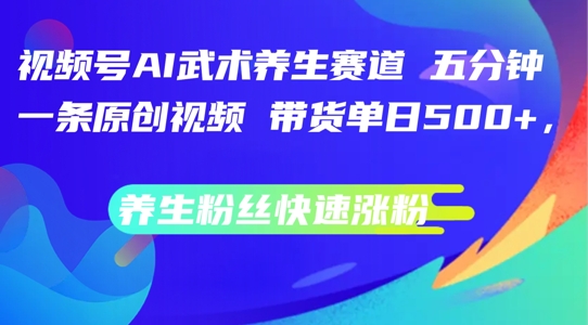 视频号AI武术养生赛道，五分钟一条原创视频，带货单日几张，养生粉丝快速涨粉【揭秘】-第一资源网