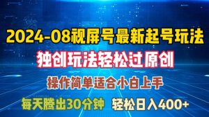 08月视频号最新起号玩法，独特方法过原创日入三位数轻轻松松【揭秘】-第一资源网