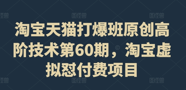 淘宝天猫打爆班原创高阶技术第60期，淘宝虚拟怼付费项目-第一资源网