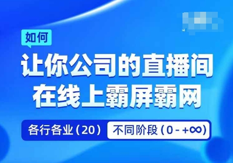 企业矩阵直播霸屏实操课，让你公司的直播间在线上霸屏霸网-第一资源网