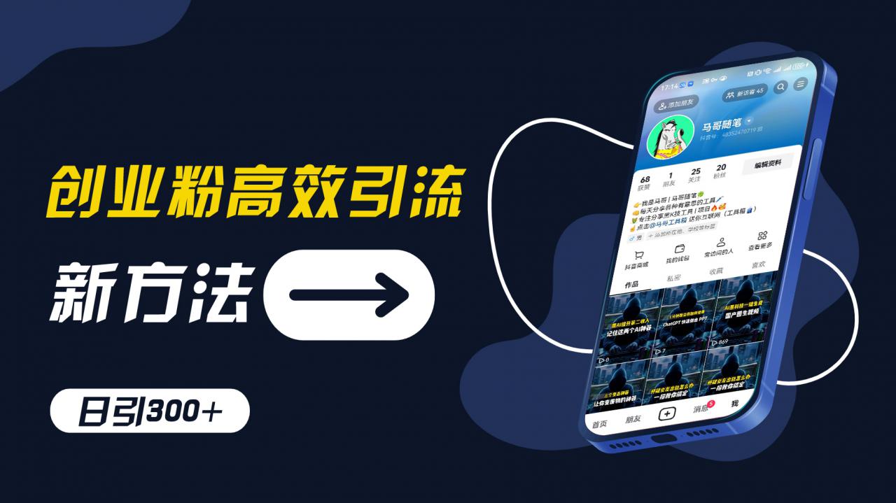 创业粉高效引流，抖音工具号玩法，日引300+，不要成为学习高手，要成为实战高手【揭秘】-第一资源网