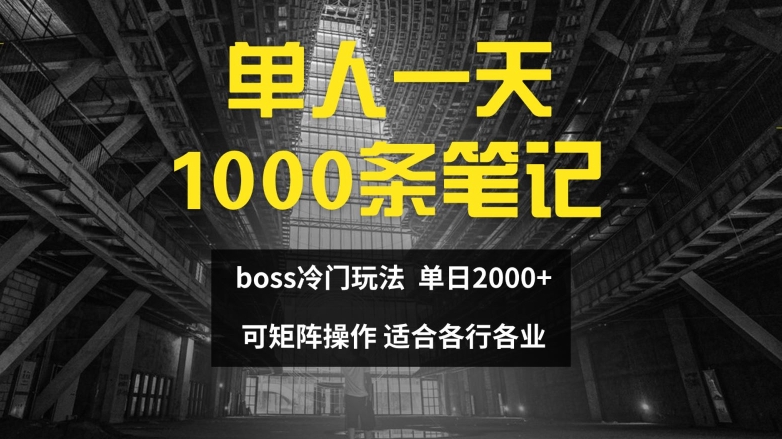 单人一天1000条笔记，日入2000+，BOSS直聘的正确玩法【揭秘】-第一资源网