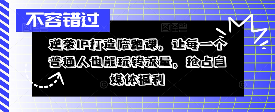 逆袭IP打造陪跑课，让每一个普通人也能玩转流量，抢占自媒体福利-第一资源网