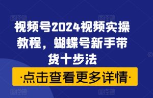 视频号2024视频实操教程，蝴蝶号新手带货十步法-第一资源网