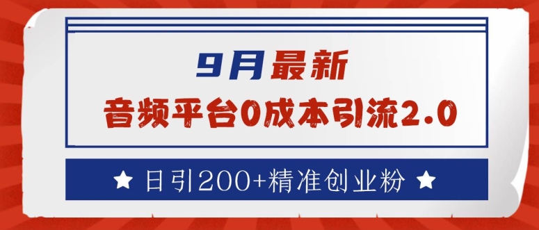 9月最新：音频平台0成本引流，日引200+精准创业粉【揭秘】-第一资源网