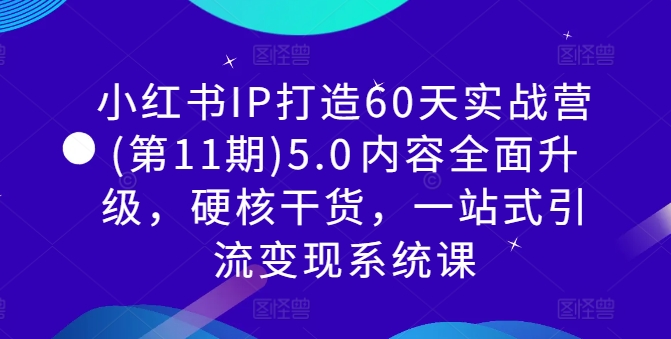 小红书IP打造60天实战营(第11期)5.0​内容全面升级，硬核干货，一站式引流变现系统课-第一资源网