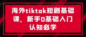 海外tiktok短剧基础课,新手0基础入门认知必学-第一资源网