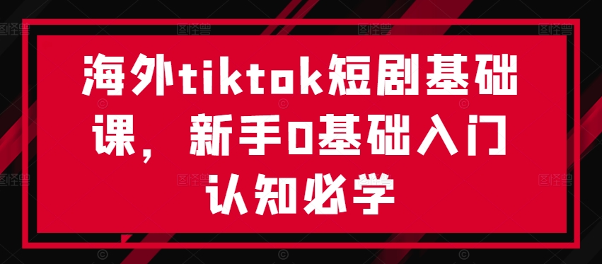 海外tiktok短剧基础课，新手0基础入门认知必学-第一资源网