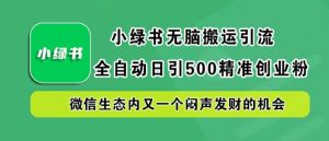 小绿书无脑搬运引流,全自动日引500精准创业粉,微信生态内又一个闷声发财的机会【揭秘】-第一资源网