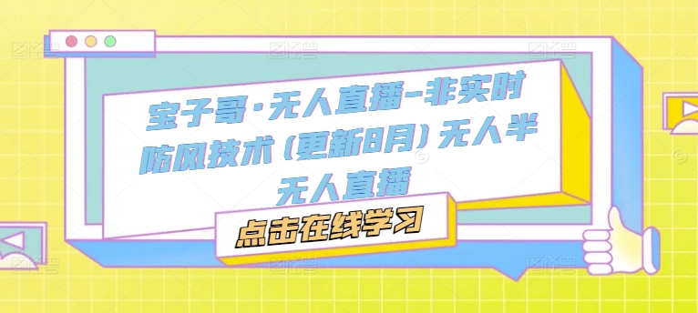宝子哥·无人直播-非实时防风技术(更新9月)无人半无人直播-第一资源网