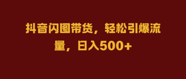 抖音闪图带货，轻松引爆流量，日入几张【揭秘】-第一资源网