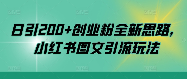 日引200+创业粉全新思路，小红书图文引流玩法【揭秘】-第一资源网