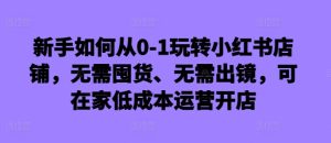 新手如何从0-1玩转小红书店铺,无需囤货、无需出镜,可在家低成本运营开店-第一资源网
