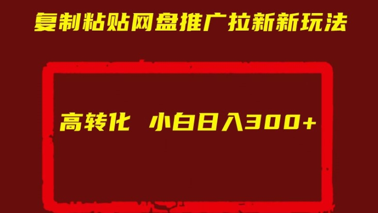 复制粘贴网盘推广拉新新玩法高转化小白日入300+【揭秘】-第一资源网
