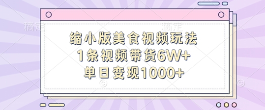 缩小版美食视频玩法，1条视频带货6W+，单日变现1k-第一资源网