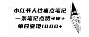 小红书人性痛点笔记,一条笔记点赞3W+,单日变现1k-第一资源网