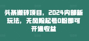 头条搬砖项目,2024内部新玩法,无风险起号0粉即可开通收益-第一资源网