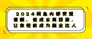 2024闲鱼内部变现课程，低成本高回报，让你轻松成为副业达人-第一资源网