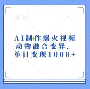 AI制作爆火视频，动物融合变异，单日变现1k-第一资源网