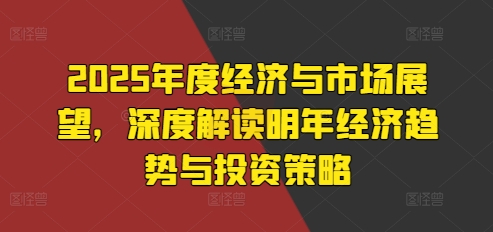 2025年度经济与市场展望，深度解读明年经济趋势与投资策略-第一资源网