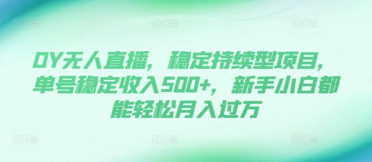 DY无人直播，稳定持续型项目，单号稳定收入500+，新手小白都能轻松月入过万【揭秘】-第一资源网