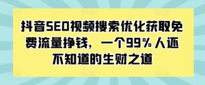 抖音SEO视频搜索优化获取免费流量挣钱，一个99%人还不知道的生财之道-第一资源网