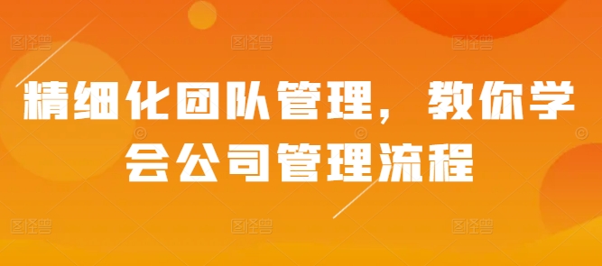精细化团队管理，教你学会公司管理流程-第一资源网