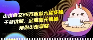 小说推文25万粉丝大佬实操干货讲解,全面毫无保留,帮你少走弯路-第一资源网