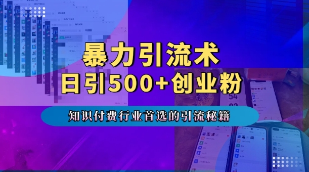 暴力引流术，专业知识付费行业首选的引流秘籍，一天暴流500+创业粉，五个手机流量接不完!-第一资源网