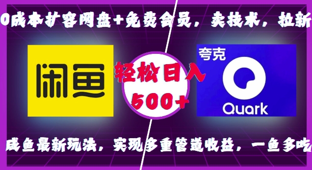 0成本扩容网盘+免费会员，卖技术，拉新，咸鱼最新玩法，实现多重管道收益，一鱼多吃，轻松日入500+-第一资源网