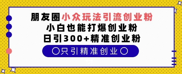 朋友圈小众玩法引流创业粉，小白也能打爆创业粉，日引300+精准创业粉【揭秘】-第一资源网