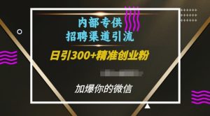 内部招聘渠道日引流300+创业粉，加爆你的微信【揭秘】-第一资源网