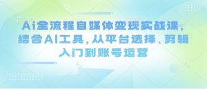 Ai全流程自媒体变现实战课，结合AI工具，从平台选择、剪辑入门到账号运营-第一资源网