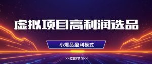 虚拟项目高利润选品方法，做好单店利润1W+，可多店倍增利润-第一资源网
