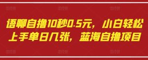 语聊自撸10秒0.5元，小白轻松上手单日几张，蓝海自撸项目-第一资源网
