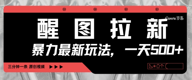 醒图拉新，暴力新玩法，光用手机三分钟制作一条视频，一天轻松5张-第一资源网