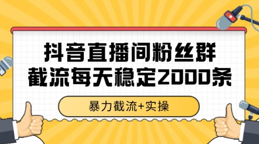 抖音直播间粉丝群暴力截流，一台电脑每天稳定2000条数据【揭秘】-第一资源网