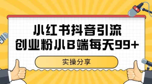 小红书抖音创业粉，小B端粉自热 日引99+的一个玩法【揭秘】-第一资源网