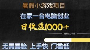 暑假小游戏项目,在家一台电脑创业,日收益1k+,无需露脸,上手快门槛低【揭秘】-第一资源网