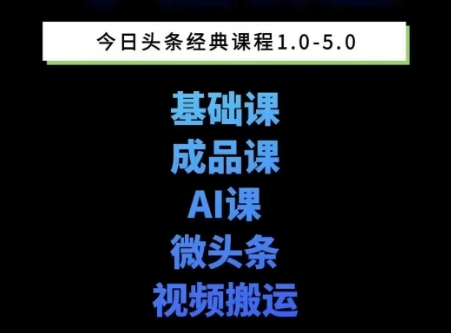 头条图文课1-5期教你头条图文写作、微头条、视频搬运变现，适合新手快速起号玩法-第一资源网