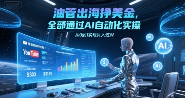油管出海挣美金，全部通过AI自动化实操，从0到1实现月入过W-第一资源网