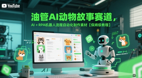 油管AI动物故事赛道，AI+RPA机器人流程自动化制作素材【保姆级教程】-第一资源网
