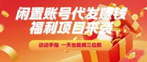 福利项目来袭，闲置账号代发挣钱，动动手指，一天也能搞三位数【揭秘】-第一资源网