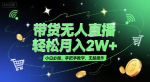 带货无人直播，轻松月入2W+，小白必做，手把手教学，无脑操作(附学习资料)-第一资源网