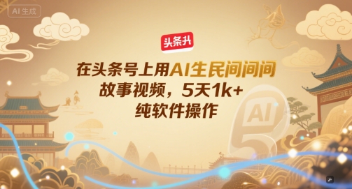 在头条号上用AI生民间故事视频，5天1k+，纯软件操作-第一资源网