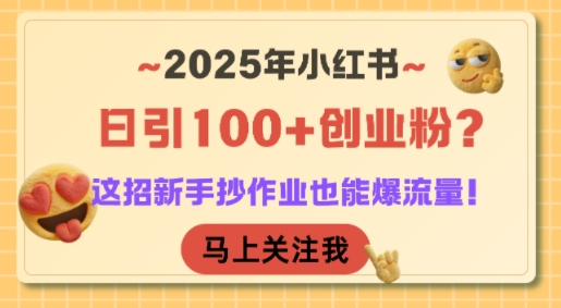 2025年小红书日引100+创业粉？这招新手抄作业也能爆流量！-第一资源网