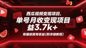 西瓜视频变现项目,单号月收益3.7k+,有播放就有收益(附详细教程)-第一资源网