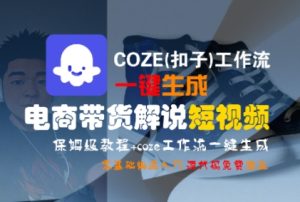 COZE(扣子)工作流一键生成电商带货解说短视频，保姆级教程，0基础快手入门-第一资源网
